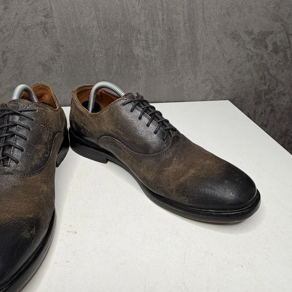 Barneys New York Oxford Shoes Men 9M Brown Distressed Suede Made‎ in Italy